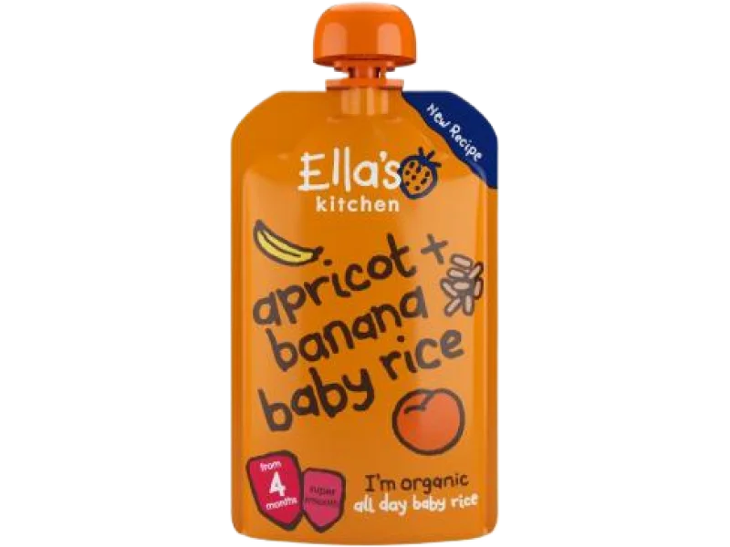 Ella’s Kitchen BIO Ryż dla dzieci, banan i morela, saszetki, 120 g