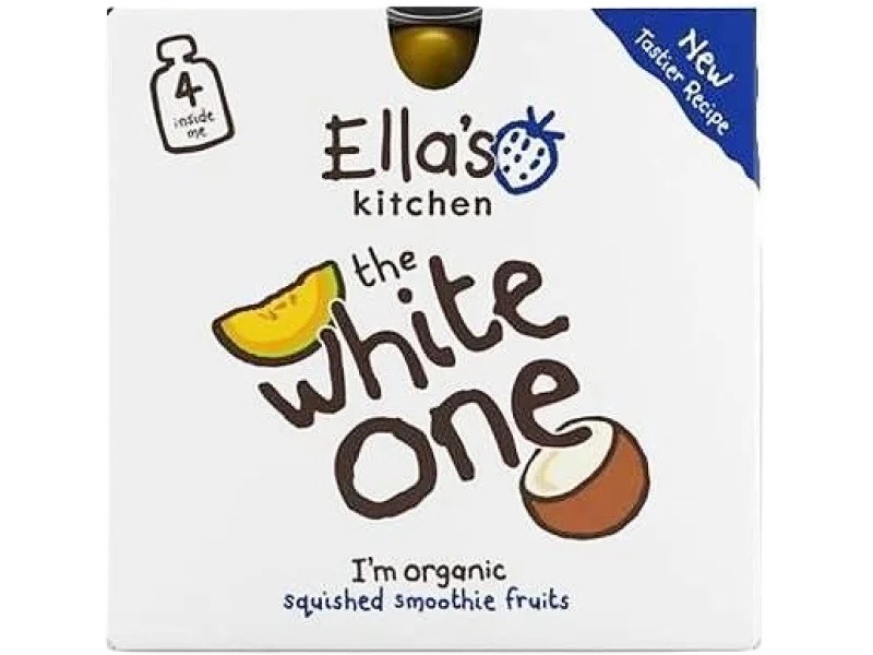 Ella’s Kitchen Bio White One Puree owocowe z melonem i kokosem, 4 x 90 g