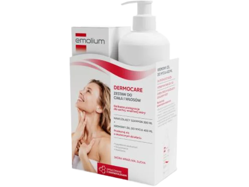 Emolium Dermocare, Nawilżający szampon oraz Kremowy żel do mycia, 400,200 ml