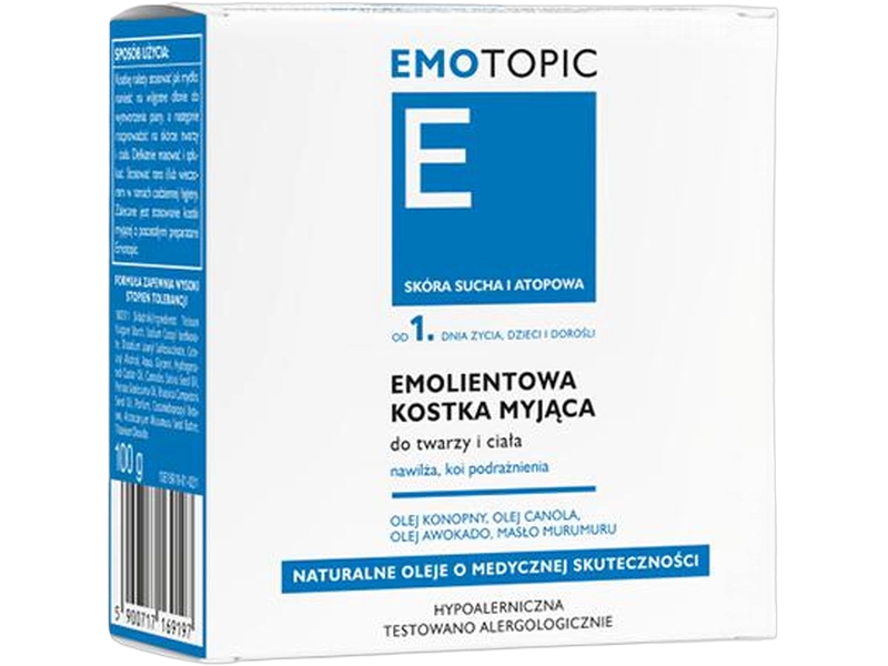 Emotopic emolientowa kostka myjąca, mydło, 100 g