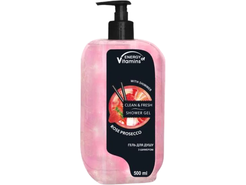 ENERGY OF VITAMINS Rozświetlający żel pod prysznic Rose Prosecco, 500 ml