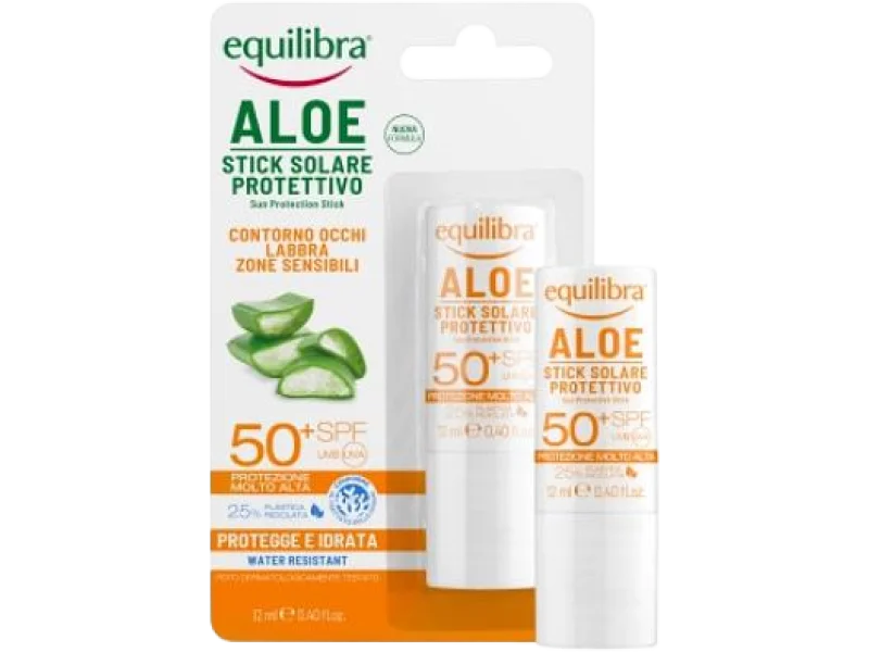 EQUILIBRA ALOE Solare Aloesowy Sztyft Przeciwsłoneczny SPF50+, 10 ml