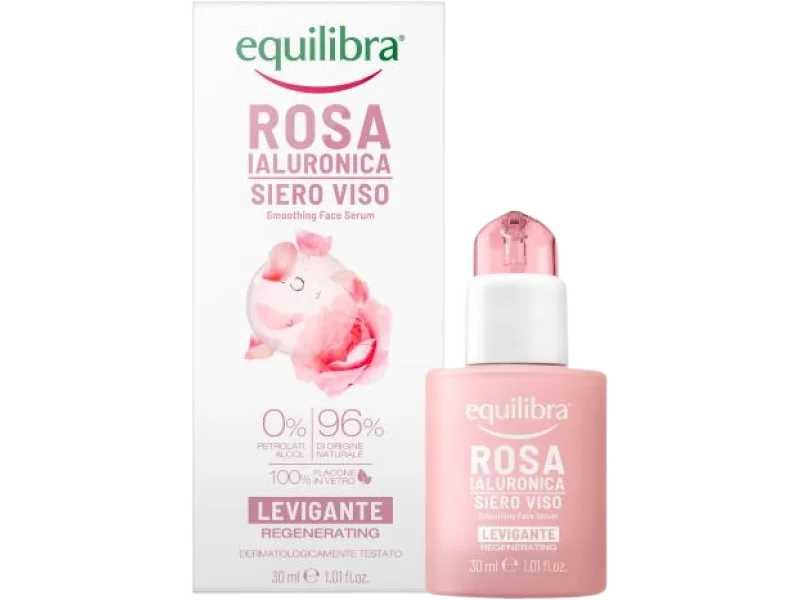EQUILIBRA Rosa Różane wygładzające serum do twarzy z kwasem hialuronowym, 30 ml