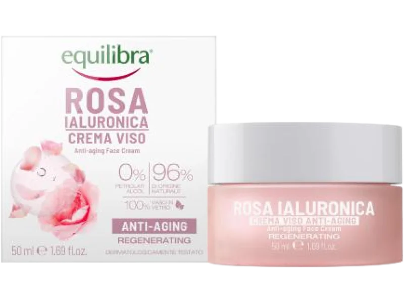EQUILIBRA Rosa Różany krem przeciwstarzeniowy z kwasem hialuronowym, 50 ml