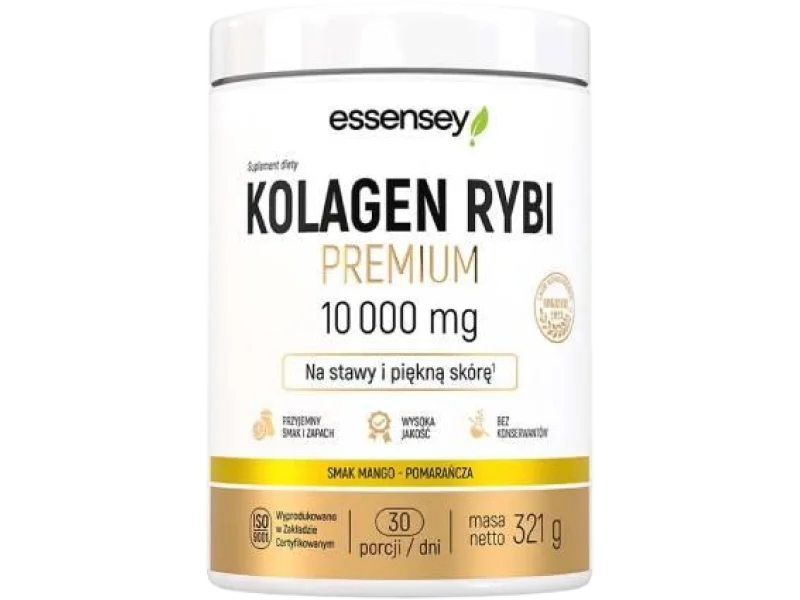 Essensey Kolagen Rybi Premium smak mango-pomarańcza, proszek, 321 g