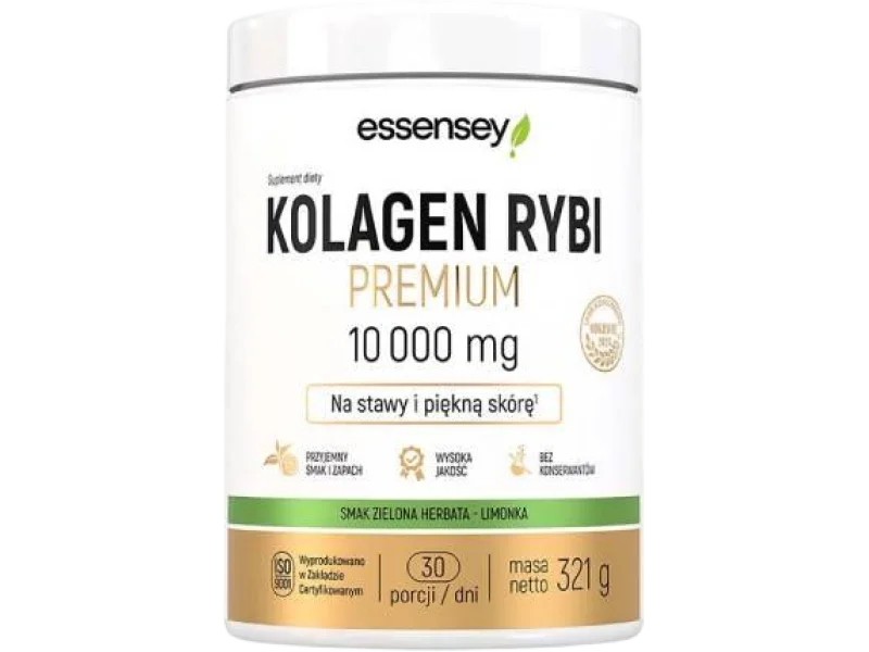 Essensey Kolagen Rybi Premium smak zielona herbata-limonka, proszek, 321 g