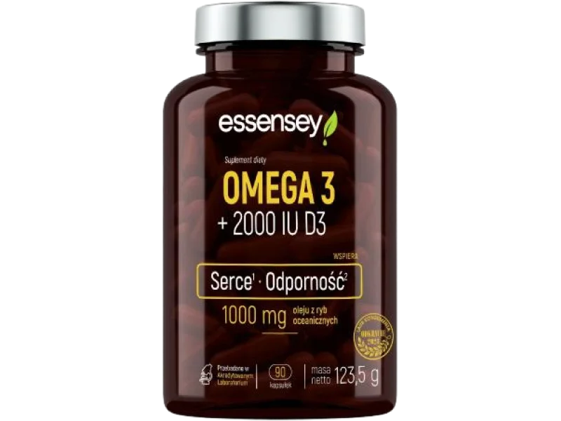 Essensey Omega 3 + 2000 IU D3, kapsułki, 90 kaps.