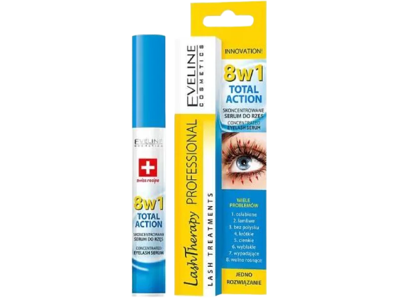 EVELINE 8w1 Total Action Skoncentrowane serum do rzęs, 10 ml