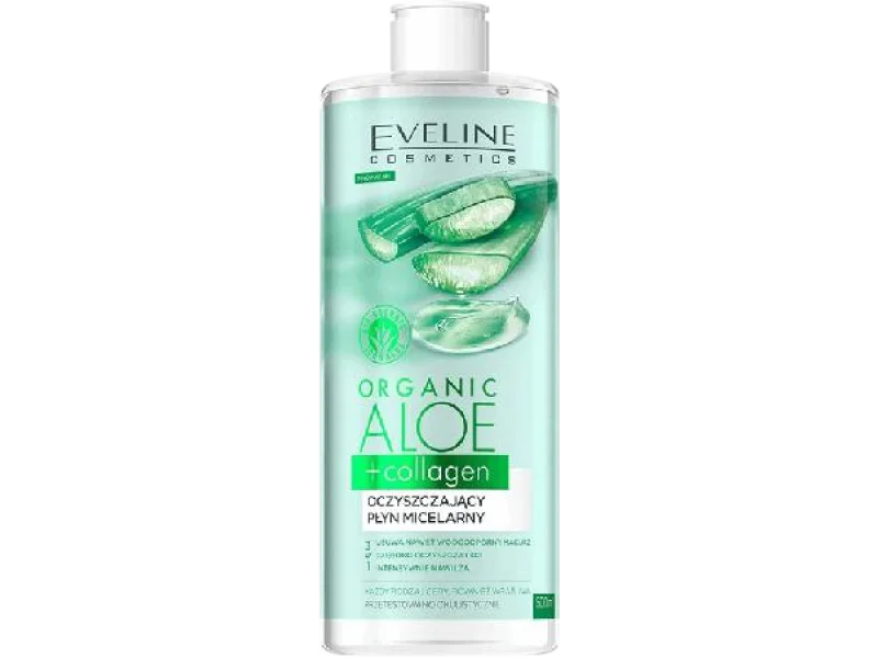 Eveline Cosmetics Organic Aloe + Collagen oczyszczający płyn micelarny 3 w 1, 500 ml