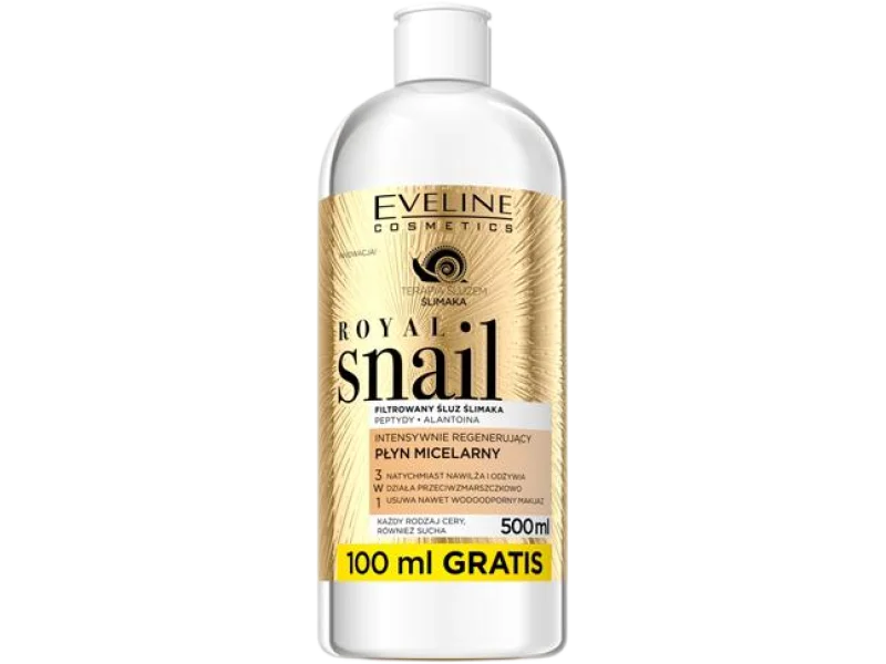 EVELINE COSMETICS ROYAL SNAIL Intensywnie regenerujący płyn micelarny 3w1, 500 ml
