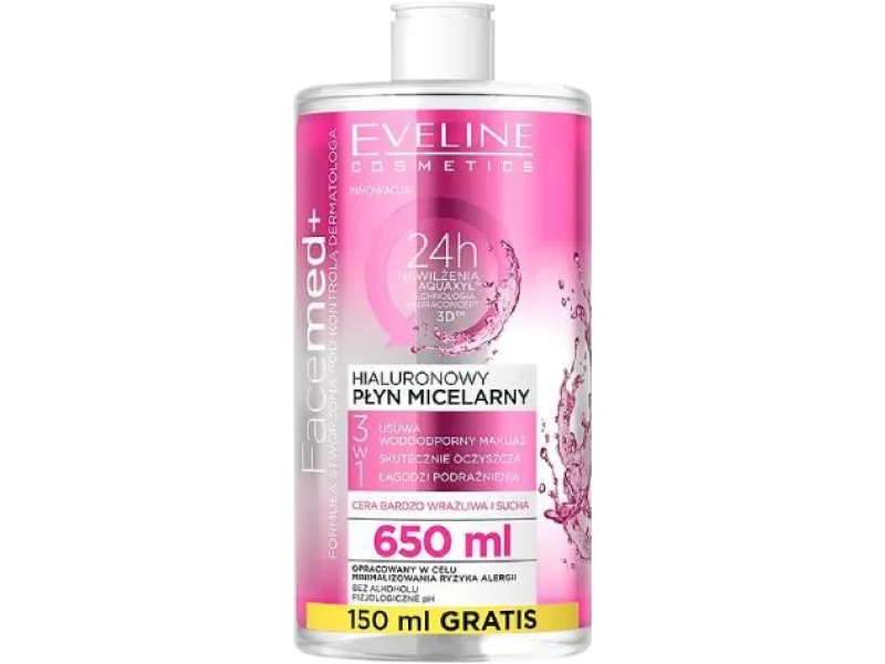 EVELINE Facemed+ Hialuronowy płyn micelarny 3w1, 650 ml