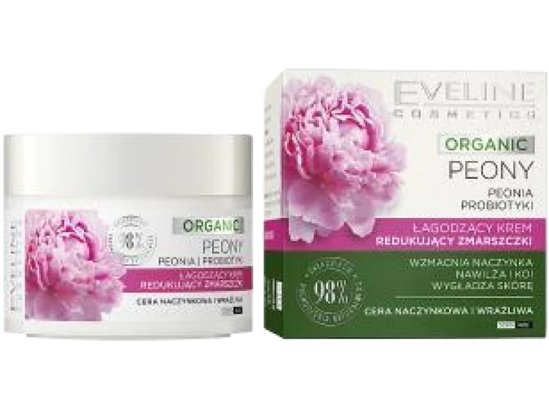 EVELINE Organic Peony łagodzący krem redukujący zmarszczki, 50 ml