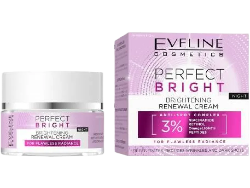 Eveline Perfect Bright Rozjaśniający krem regenerujący do twarzy na noc, 50 ml