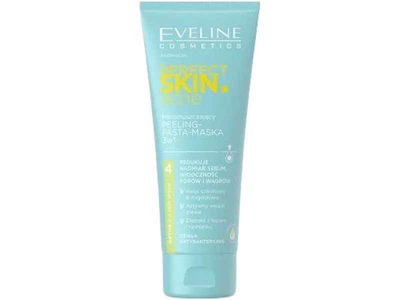 Eveline Perfect Skin.acne mikrozłuszczający peeling-pasta-maska 3w1, 75 ml