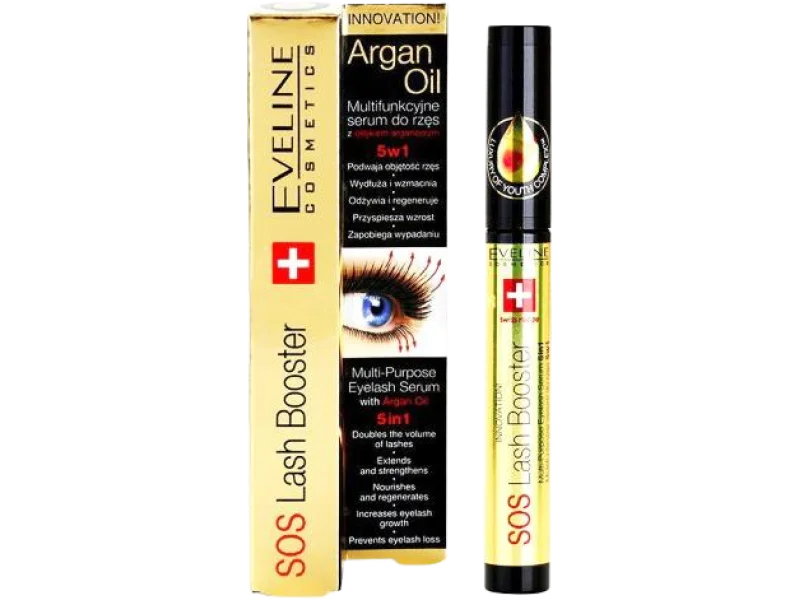 EVELINE SOS LASH BOOSTER multifunkcyjne serum do rzęs z olejkiem arganowym 5w1, 10 ml