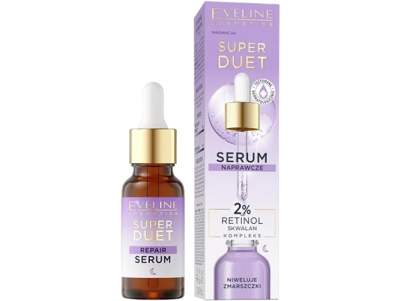 EVELINE Super Duet Serum naprawcze do twarzy 2% Retinol Skwalan, 18 ml