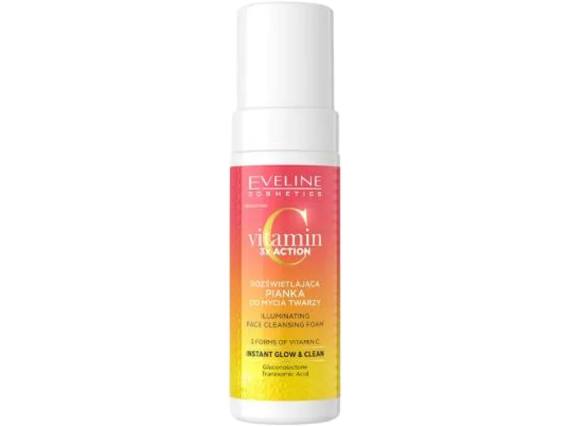 EVELINE Vitamin C 3x Action Rozświetlająca pianka do mycia twarzy, 150 ml