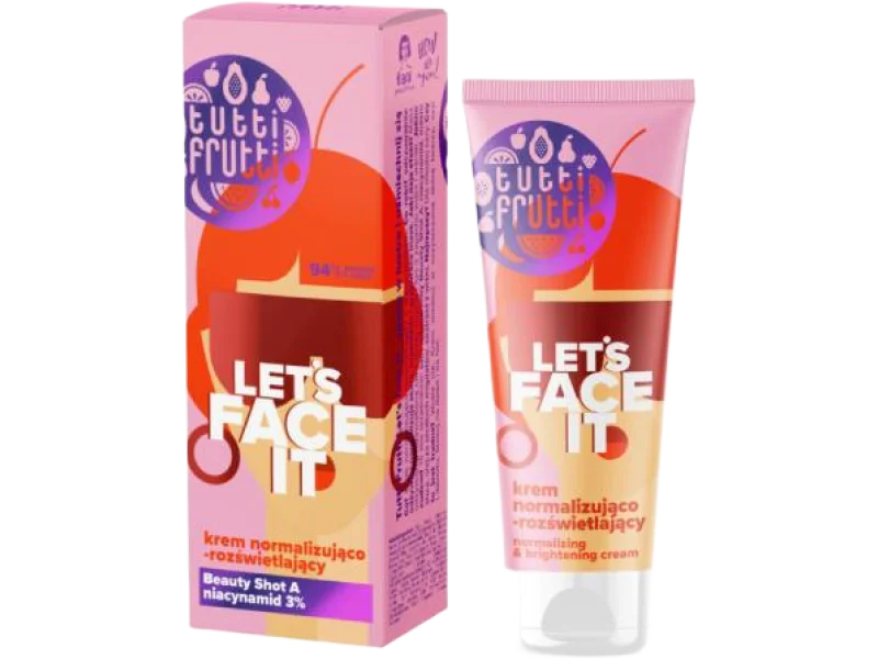 FARMONA TUTTI FRUTTI Let’s Face It Krem normalizująco – rozświetlający z niacynamidem 3% + Beauty Shot A, 50 ml