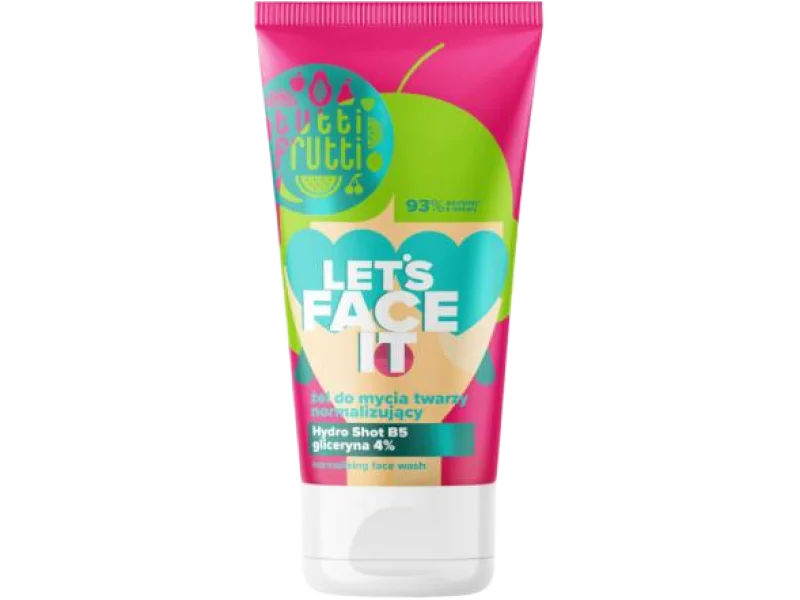 FARMONA TUTTI FRUTTI Let’s Face It Normalizujący Żel myjący do twarzy z gliceryną 4% + Hydro Shot B5, żel, 150 ml