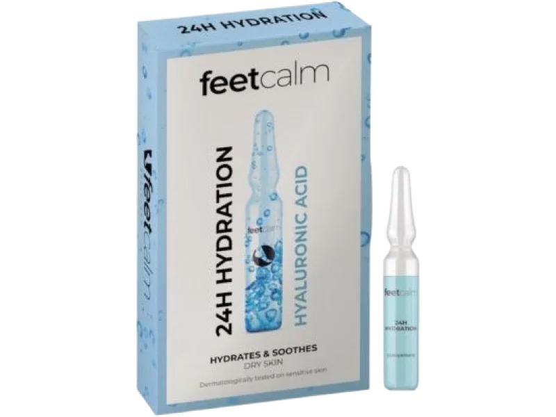 Feetcalm, ampułki nawilżające do stóp z kwasem hialuronowym, 7 ml