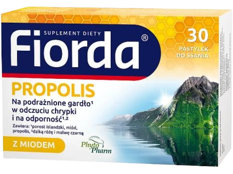 Fiorda Propolis z miodem, pastylki do ssania, 30 pastyl.