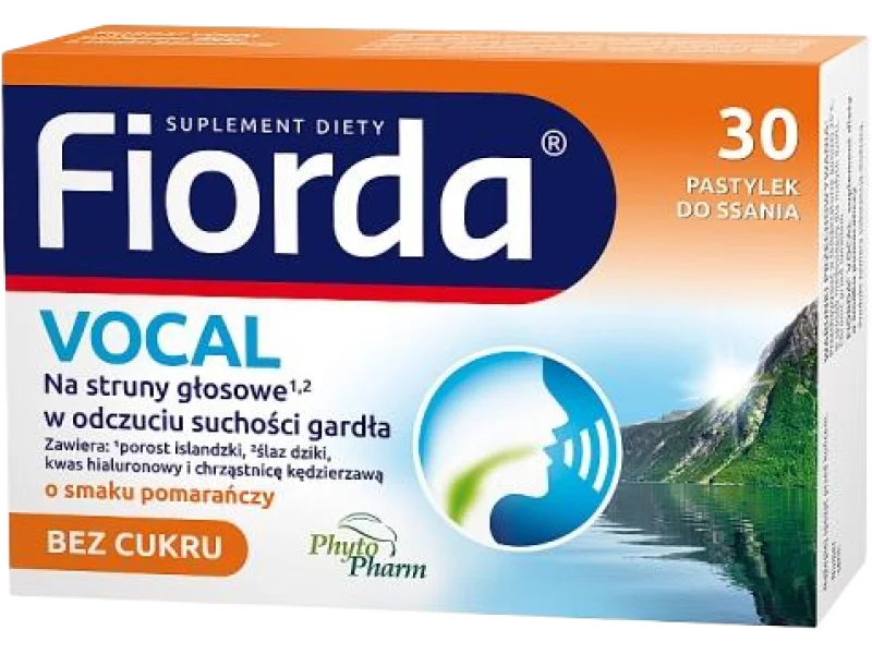 Fiorda Vocal o smaku pomarańczowym, pastylki do ssania, 30 szt.