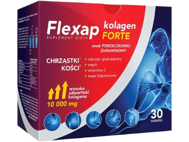 Flexap Kolagen forte – smak Porzeczka – Żurawina, saszetki, 30 sasz.