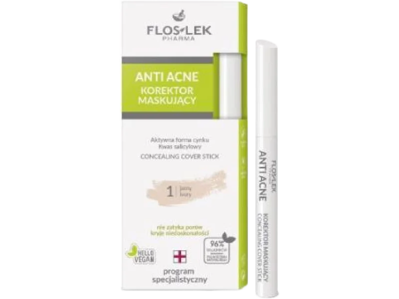 FLOS-LEK ANTI ACNE 24H SYSTEM korektor maskujący jasny 1, 1 szt.