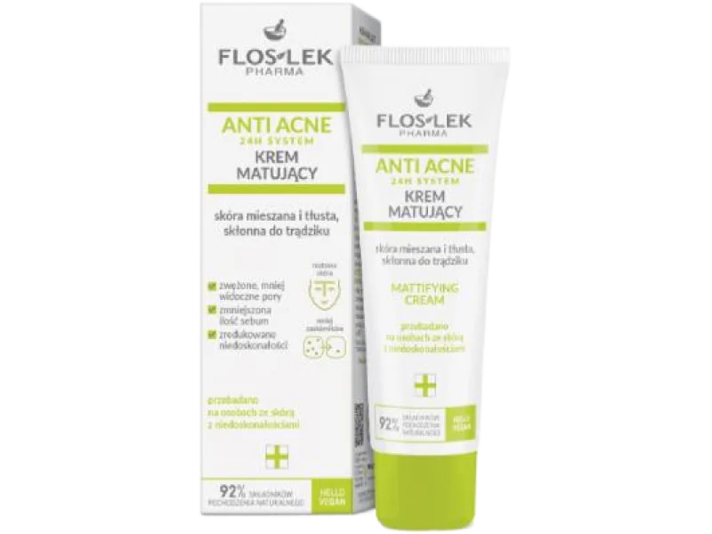 FLOS-LEK ANTI ACNE 24h System Krem Matujący, 50 ml