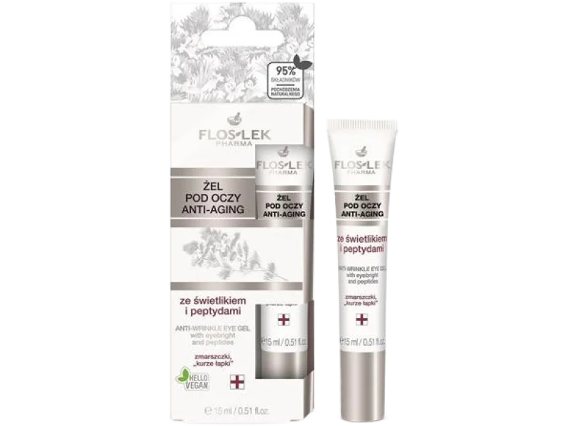 FLOS-LEK ANTI-AGING żel pod oczy ze świetlikiem i peptydami, 15 ml
