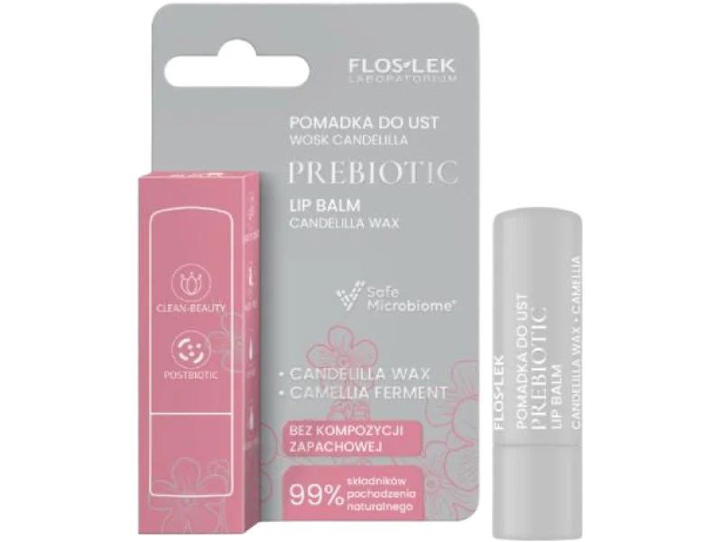 FLOS-LEK PREBIOTIC LIP CARE Prebiotyczna pomadka do ust Wosk Candelilla, 4 g