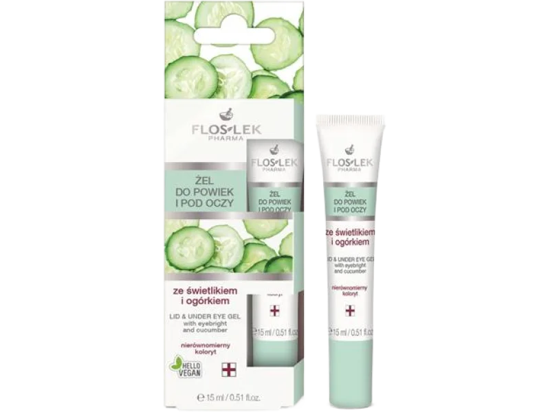 Flos-lek żel do powiek i pod oczy ze świetlikiem i ogórkiem, 15 ml