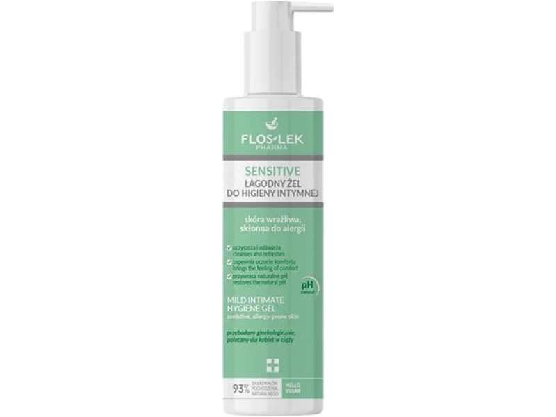 Floslek Sensitive łagodny żel do higieny intymnej skóra wrażliwa skłonna do alergii, 225 ml