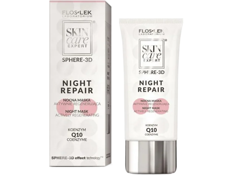 Floslek Skin Care Expert Sphere 3D Night Repair nocna maska aktywnie regenerująca koenzym Q10, krem, 50 ml