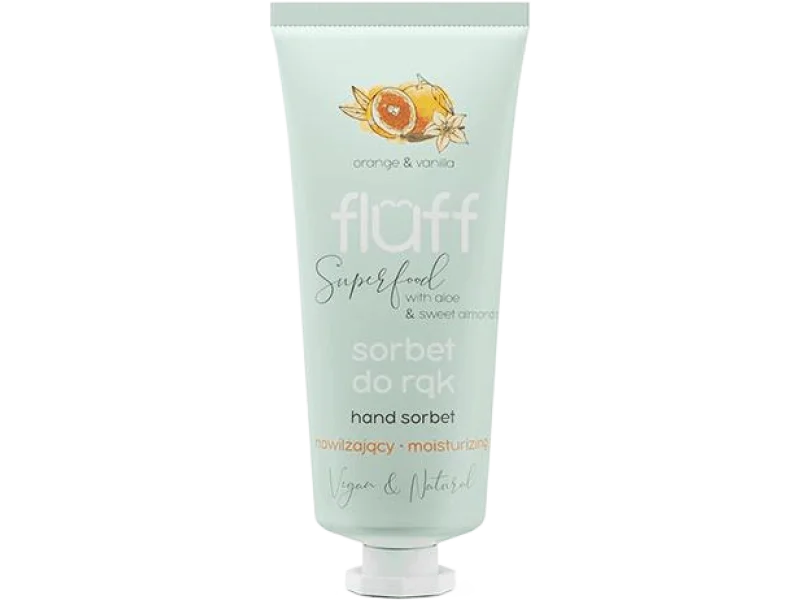 Fluff nawilżający sorbet do rąk, smak pomarańcza z wanilią, krem, 50 ml