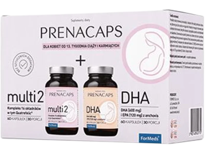 ForMeds Prenacaps multi 2 + DHA po 13. tygodniu ciąży, kapsułki, 60 + 60 szt.