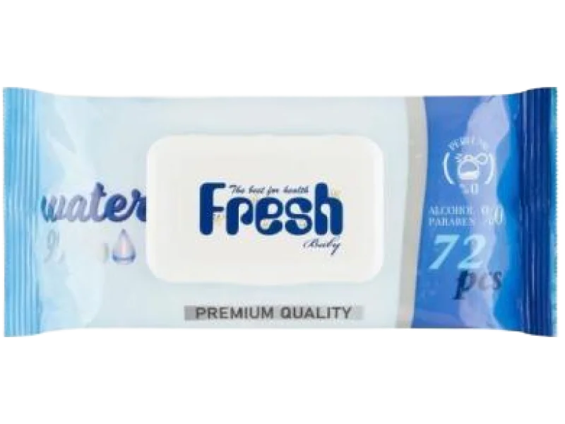 Fresh Baby nawilżane z klipsem niebieskie, chusteczki, 72 szt.