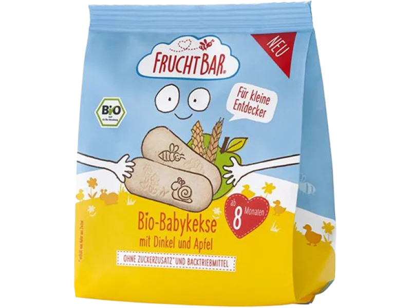 Fruchtbar ekologiczne ciasteczka orkiszowo-pszenne jabłkowe powyżej 8 miesięcy, 100 g