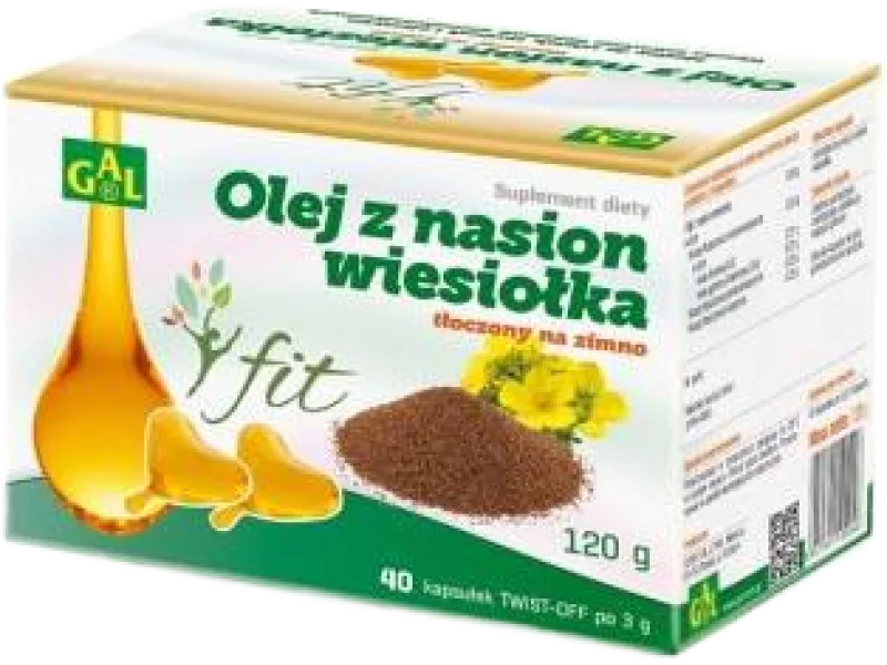 Gal Olej z nasion Wiesiołka fit tłoczony na zimno, kapsułki twist-off, 40 kaps.