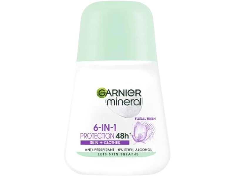 GARNIER Mineral 6 in 1 Protection 48H Floral Fresh Antyperspirant, roll-on, 50 ml