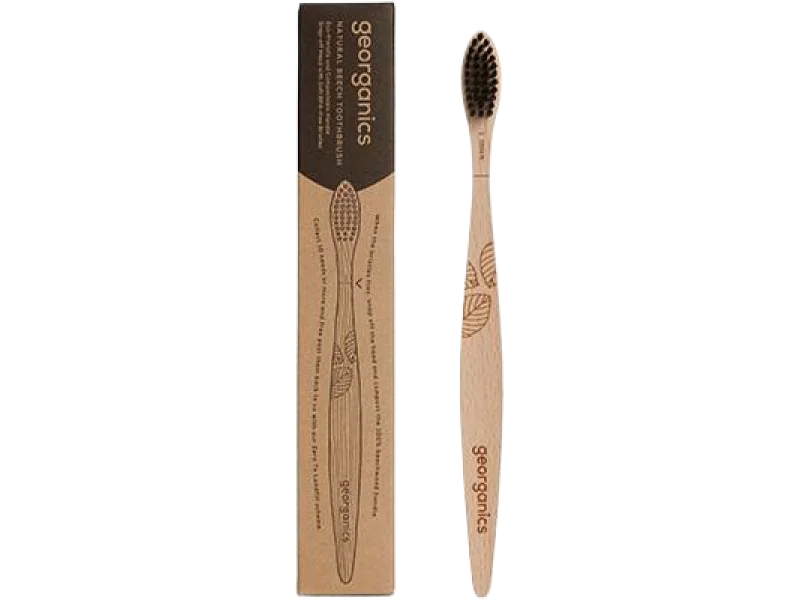 Georganics ekologiczna szczoteczka z drewna bukowego z aktywnym węglem, 1 szt.