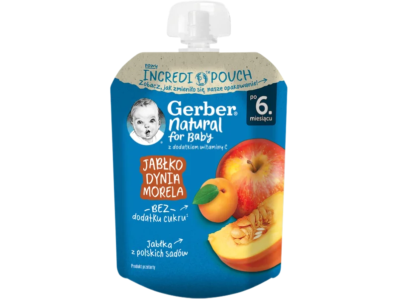 Gerber Natural For Baby deserek jabłko dynia morela po 6. miesiącu, mus, 80 g