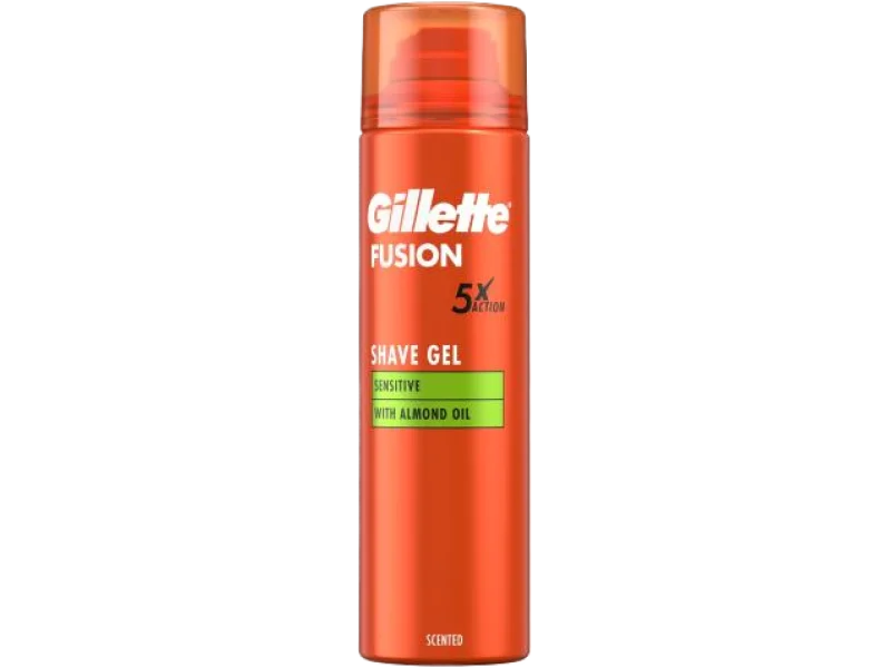Gillette Fusion Żel do golenia z olejkiem migdałowym do skóry wrażliwej, żel, 200 ml