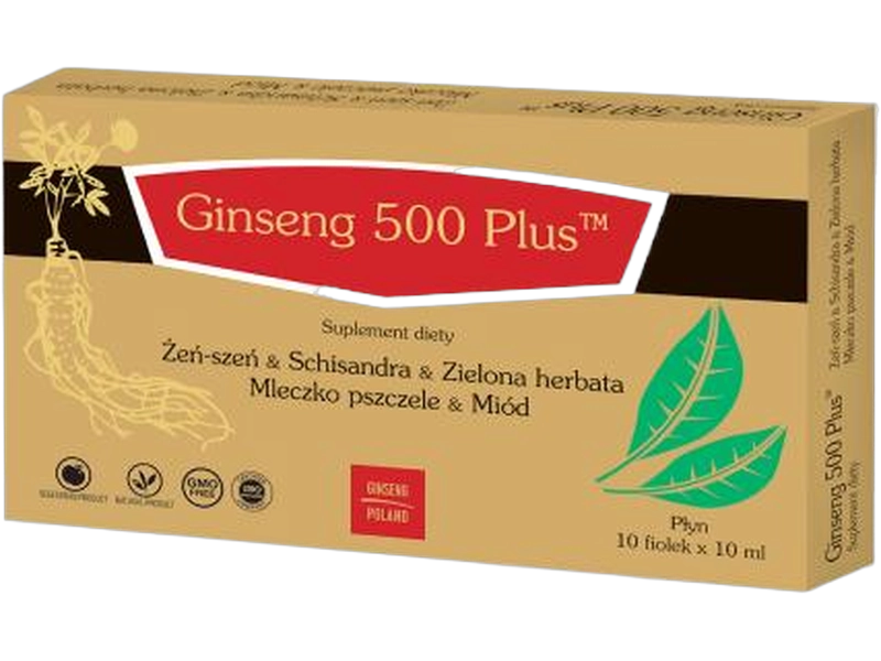 Ginseng 500 plus, płyn doustny, 10 fiol.