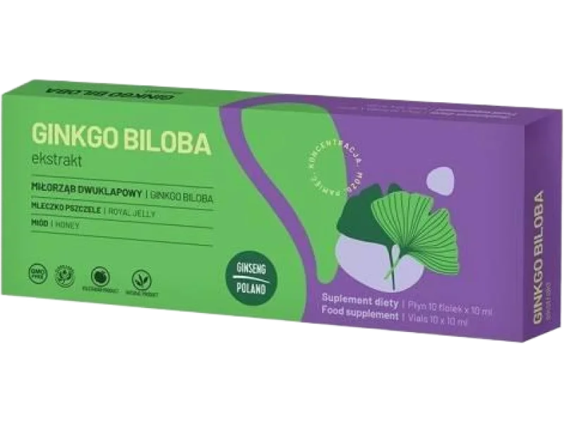 GINSENG POLAND Ginkgo Biloba ekstrakt, płyn, 10 szt.