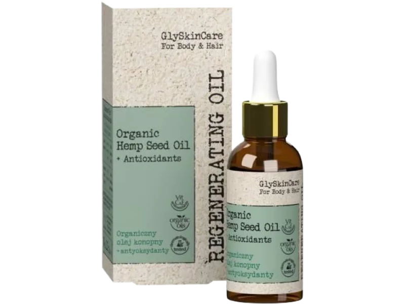 GLYSKINCARE For Body & Hair Organiczny olej konopny + antyoksydanty, 30 ml