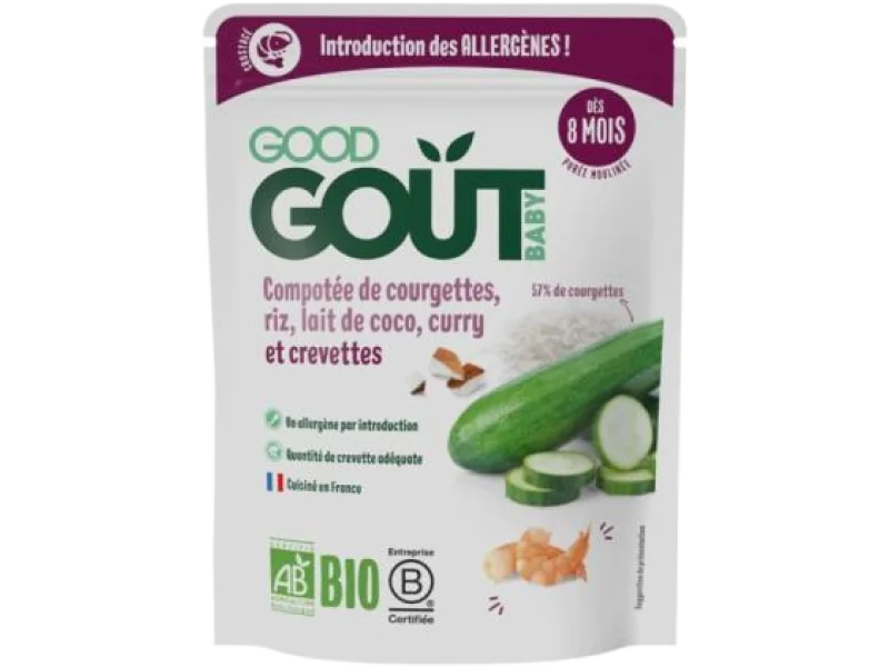 Good Gout BIO Krewetki z ryżem, cukinią i mlekiem kokosowym, saszetki, 190 g