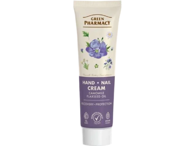 Green Pharmacy krem do rąk i paznokci rumianek i olej lniany, 100 ml