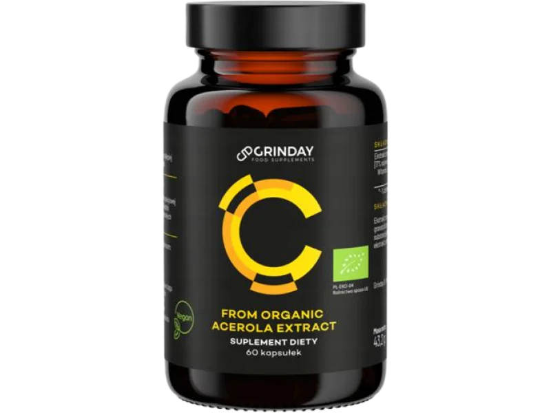 Grinday C from organic acerola extract, kapsułki, 60 kaps.