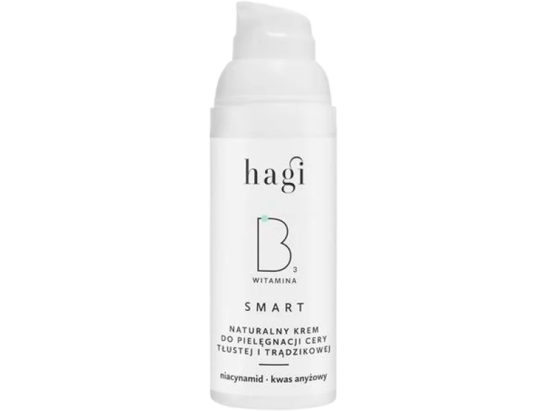 Hagi Smart B naturalny krem do pielęgnacji cery tłustej i trądzikowej z niacynamidem, 50 ml